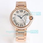 TW Factory Swiss Clone Cartier Ballon Bleu 40 Double-row Diamond Rose Gold Watch 